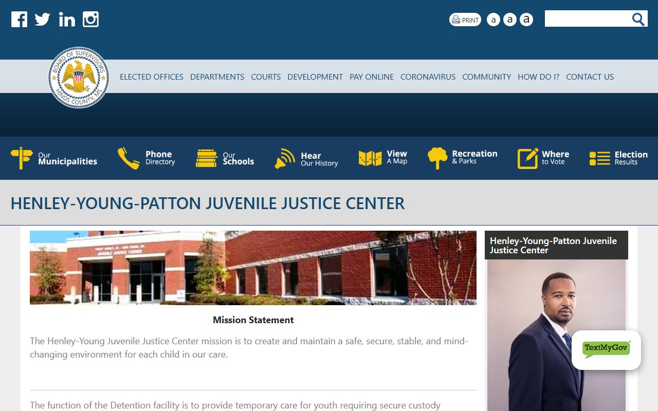 Henley-Young-Patton Juvenile Justice Center Hinds County juvenile custody records