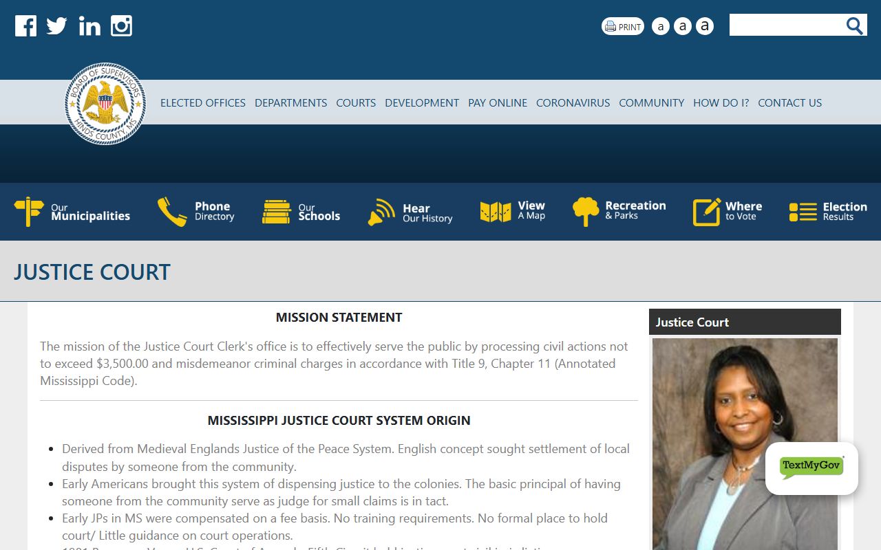 Hinds County court records after arrest Justice Court criminal process